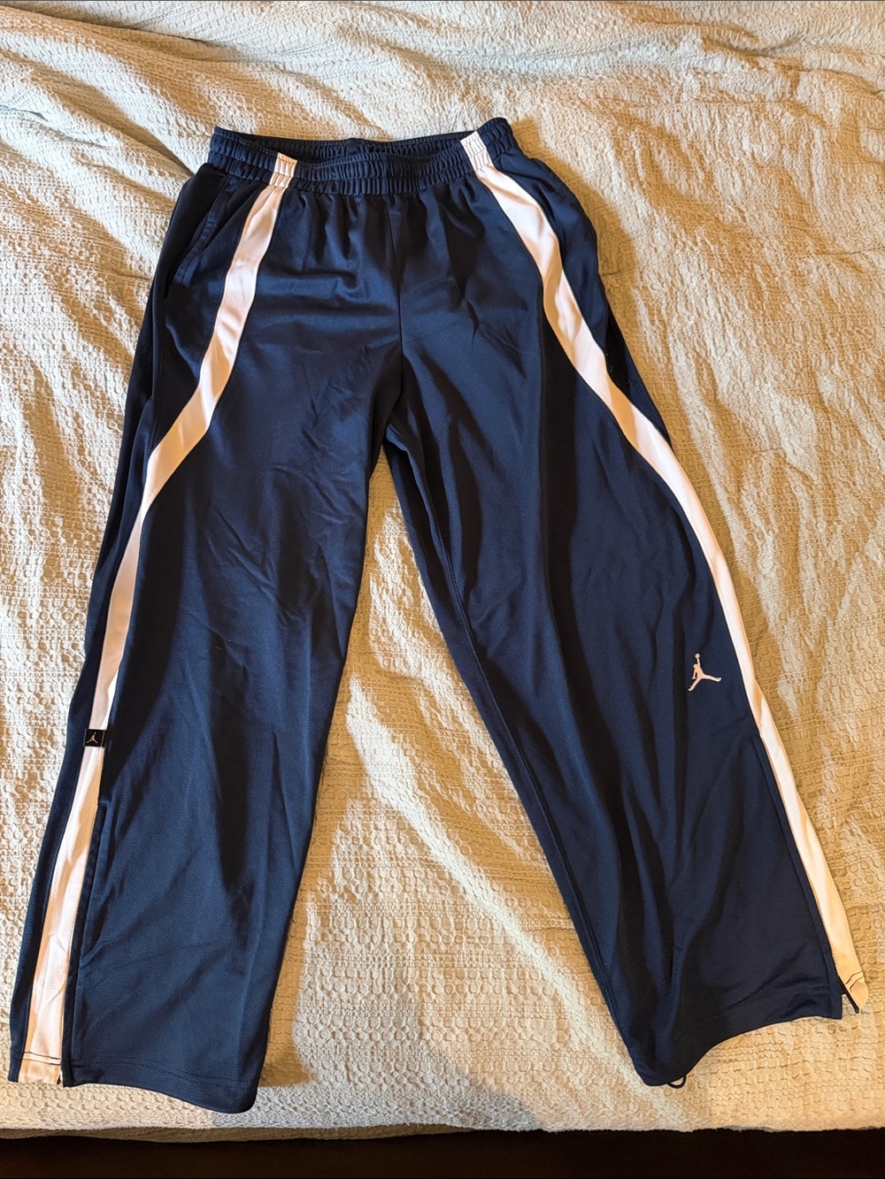 Nike Jordan Navy Blue Track athletic Pants with White Stripe - Size L Large